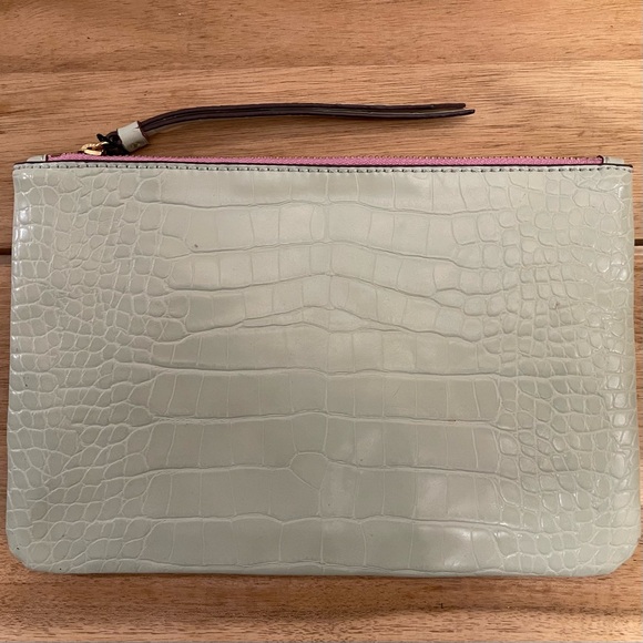 Banana Republic Croc-Embossed Wristlet Clutch - Light Green/Pink - Picture 2 of 5